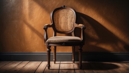 Retro chair set against a wall backdrop