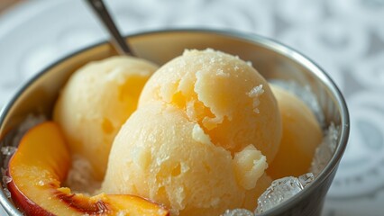 Vibrant Peach Sorbet Dessert