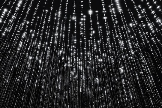 Digital Rain of Binary Code