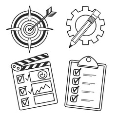 Productivity & Checklist Line Icon Set – Task Management Symbols for Workflow and Organization