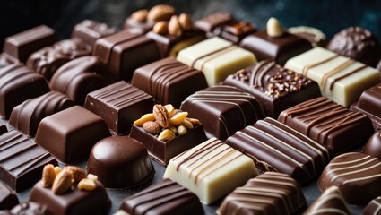 Fototapeta premium Close-up view of various chocolates