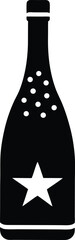 Bold Black Champagne Bottle Silhouette for Independence Day