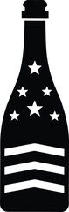 Patriotic Champagne Bottle Silhouette Bold Black Clean Design