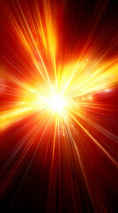 Obraz premium Fiery explosion, bright light, dark background, energy burst, ideal for power, speed, or energy concepts