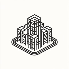 Isometric city skyline illustration, urban development, modern architecture, white background, website design