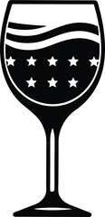 Elegant Wine Glass Silhouette Icon Simple Bold Black Design for Independence Day