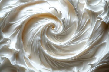 Swirling creamy white substance close up showing smooth texture and artistic movement
