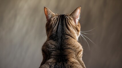 Brown cat neck from the back