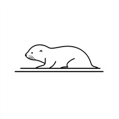 Otter walking on a line, nature illustration, wildlife, children's book