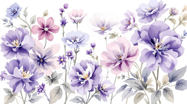 Watercolor artistic image of cheery blossom floral,  seamless pattern, in refreshing tinted color. flower should be scattered, not too condensed