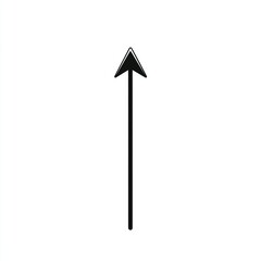 Black upward arrow, white background, graphic design element