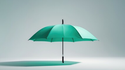 Clipping path of a green umbrella isolated on a white background