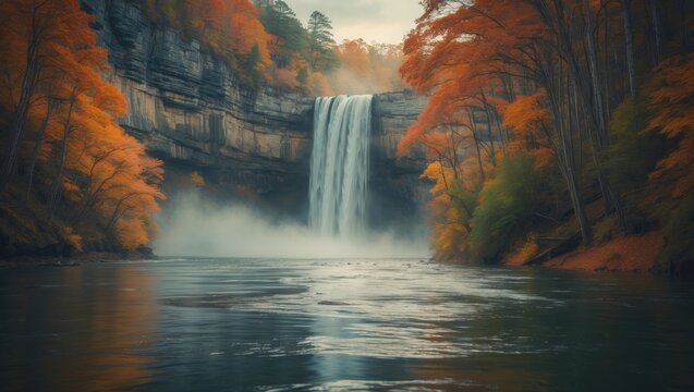 Tahquamenon Falls is one of the largest waterfalls, boasting a drop of about 50 feet. The river's amber shade is a result of tannins leached from cedar, spruce, and hemlock.
