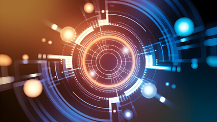 Abstract Technology Hub: A mesmerizing abstract image depicting a futuristic technology hub, with glowing concentric circles and vibrant color schemes symbolizing innovation and connection.