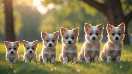 Photograph depicting the developmental phases of a pet in a park setting