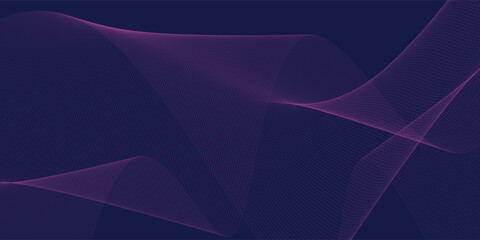 Abstract glowing wave lines on dark blue background. Dynamic wave pattern. Modern flowing wavy lines. Futuristic technology concept. Suit for banner, poster, cover, brochure, flyer, website