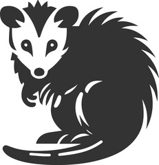 Cute animal opossum silhouette vector drawing