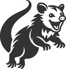 Cute animal opossum silhouette vector drawing