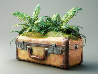Vintage Suitcase Planter with Lush Ferns