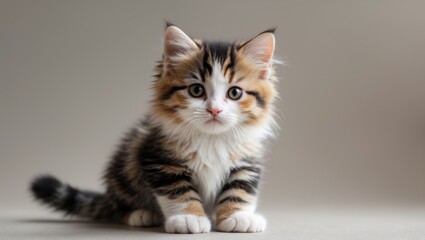 Obraz premium adorable inquisitive tricolor striped kitten