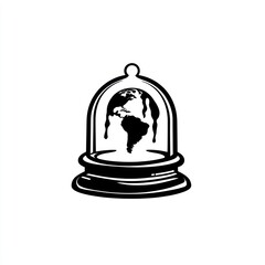 Melting Earth in Glass Dome; Climate Change Illustration