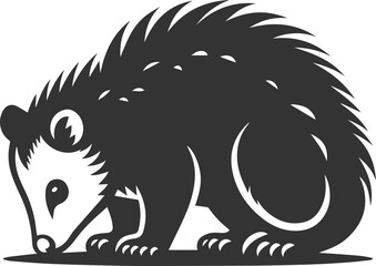Cute animal opossum silhouette vector drawing