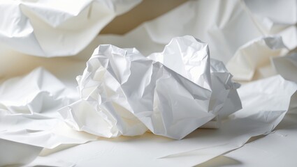 Wrinkled white paper, abstract background.