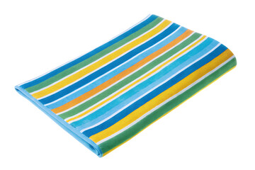 Colorful beach towel with sharp clear stripes isolated on transparent background..PNG