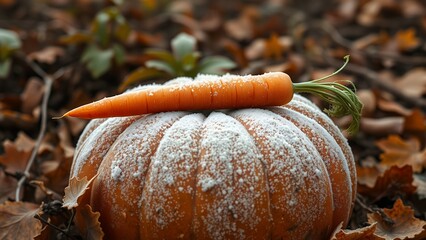 Autumnal Halloween Decoration - Sugarcoated Pumpkin and Carrot