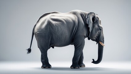 White background featuring a solitary white rhinoceros
