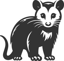 Cute animal opossum silhouette vector drawing