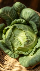 Fototapeta premium Vibrant Fresh Hearts of Romaine Lettuce in a Basket