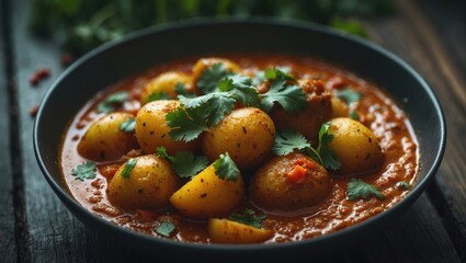 Vegetable Aloo Curry in Indian Style with Rich Masala