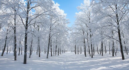 Fototapeta premium Winter Forest with Snow Covered Trees