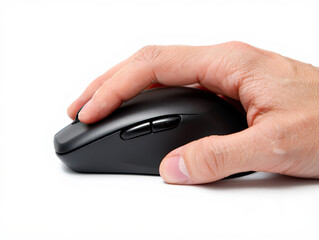 A sleek, photorealistic high-tech office environment showing a person in business attire typing at a glass-top desk. The main focal point is an ultra-wide curved monitor with a completely blank white