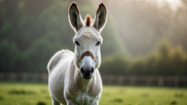 donkey standing in a white paddock