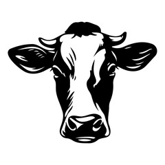 Cow Face Vector Illustration In style of Realistic  Design, Print Material, Farm Branding, Organic Product Packaging, Animal Icon Collection, Modern Minimal Concept
