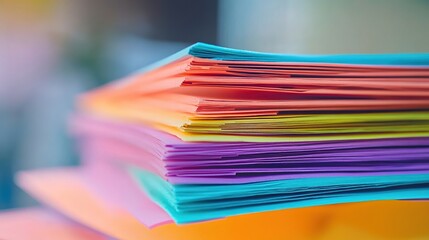 Stacks of Colorful Paper Sheets