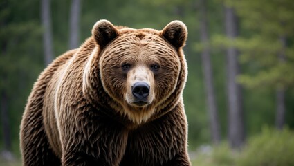 Fototapeta premium Close-up photo of a large brown bear