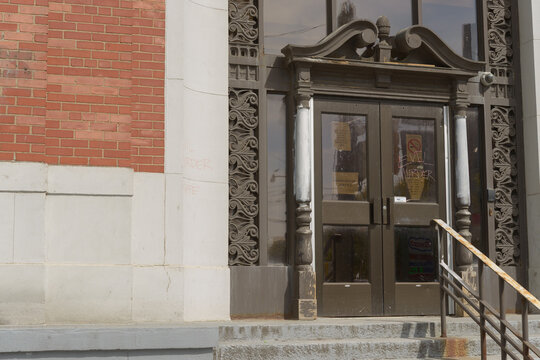 entrance to historic Crosse & Blackwell Building located at 545 Lake Shore Blvd W, Toronto
