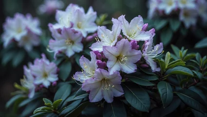  White Garden of Blooming Rhododendron (Azalea) Bush © VirtualVista