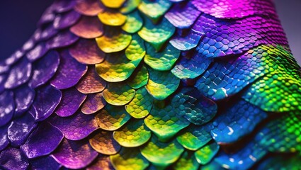 Fototapeta premium Rainbow-colored snakeskin design ideal for backgrounds