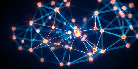 Fototapeta premium Abstract Network Connection Digital Data Global Technology Bright glowing nodes linked by lines