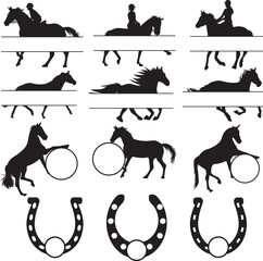 Horse Monogram, Horse Split Name Frame, Horseshoe Monogram