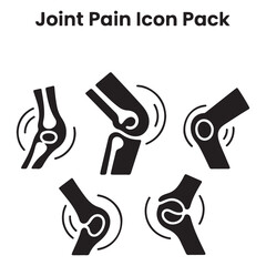 joint pain icon pack Vector black silhouette. with white background