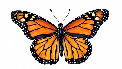 Obraz premium Beautiful monarch butterfly illustration with intricate details on white background, Insect, Nature, Monarch