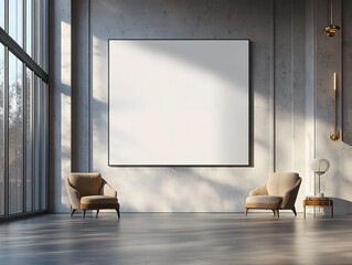Modern Minimalist Interior with Blank Canvas