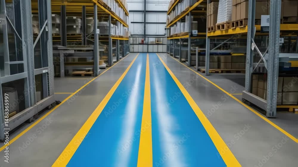 Poster warehouse logistics, navigating the aisles with precision and efficiency