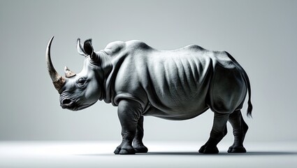 Fototapeta premium White background featuring the Northern White Rhinoceros.