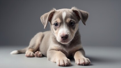 Puppy crossbreed of Whippet and Bedlington at 10 weeks
